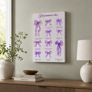 God'S Promises For Women Christian Wall Art, Purple Bows Print, Preppy Bible Verse Poster, Coquette Wall Art, Aesthetic Girls Bedroom Decor Wall Art, Modern Wall Decor, 8x12 UNFRAMED - Format: Stretched Canvas