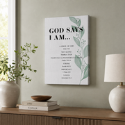 God Says I Am Christian Wall Art, Biblical Affirmation Scripture Poster - Format: Stretched Canvas