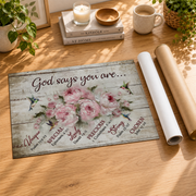 God Says You Are Christian Wall Art, Hummingbird Pink Floral Poster - Format: Rolled Canvas