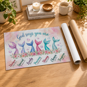 God Says You Are Christian Wall Art, Mermaid Inspirational Girls Room Poster - Format: Rolled Canvas
