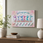 God Says You Are Christian Wall Art, Mermaid Inspirational Girls Room Poster - Format: Stretched Canvas