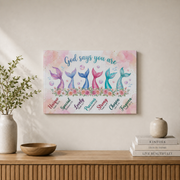 God Says You Are Christian Wall Art, Mermaid Inspirational Girls Room Poster - Format: Stretched Canvas