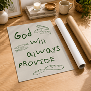 God Will Always Provide Christian Kitchen Wall Art, Bible Verse Poster - Format: Rolled Canvas