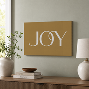 Gold Joy Christmas Wall Art Minimalist Typography Poster Holiday Decor Unframed - Format: Stretched Canvas