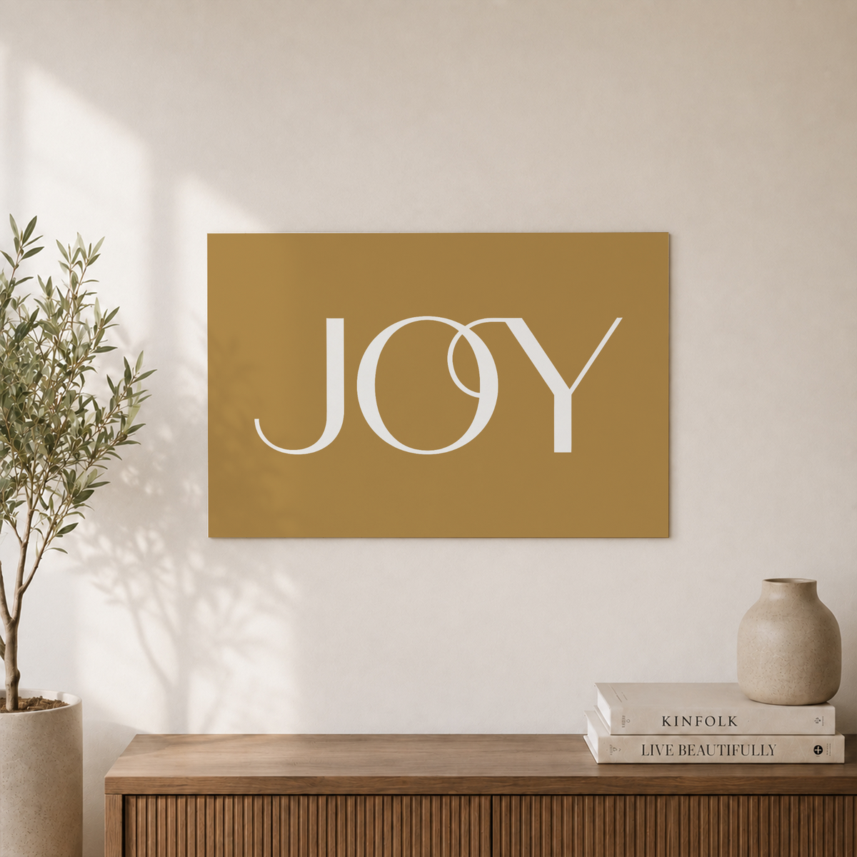 Gold Joy Christmas Wall Art Minimalist Typography Poster Holiday Decor Unframed - Format: Unframed Paper Poster