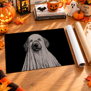 Goldendoodle Ghost Print Halloween Dog Wall Art Spooky Pet Lover Vintage Poster - Format: Rolled Canvas