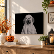 Goldendoodle Ghost Print Halloween Dog Wall Art Spooky Pet Lover Vintage Poster - Format: Stretched Canvas