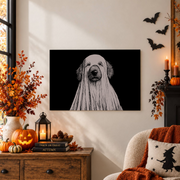 Goldendoodle Ghost Print Halloween Dog Wall Art Spooky Pet Lover Vintage Poster - Format: Unframed Paper Poster