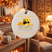 Golf Witch Halloween Ornament with Spooky Fairway Theme Glass Ornament - Material: Circle Ceramic Ornament