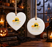 Golf Witch Halloween Ornament with Spooky Fairway Theme Glass Ornament - Material: Circle Ceramic Ornament