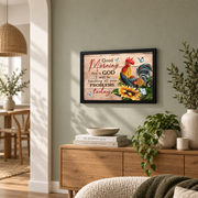 Good Morning This Is God Christian Wall Art, Sunflower Rooster Faith Poster - Format: Black Framed Poster