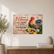 Good Morning This Is God Christian Wall Art, Sunflower Rooster Faith Poster - Format: Unframed Paper Poster