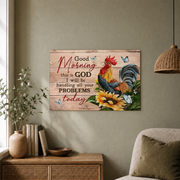 Good Morning This Is God Christian Wall Art, Sunflower Rooster Faith Poster - Format: Unframed Paper Poster