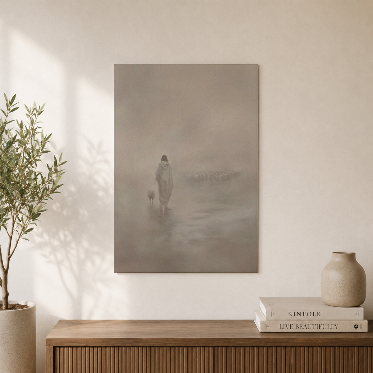 Good Shepherd Christian Wall Art, Jesus Leaves The 99 Minimalist Poster - Format: Unframed Paper Poster