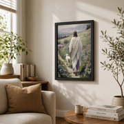 Good Shepherd Jesus Christian Wall Art, Vintage Lamb Cottage Faith Poster - Format: Black Framed Poster