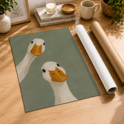 Goose Duo Wall Art Minimalist Animal Poster Funny Farmhouse Decor Sage Green Print Poster UNFRAMED - Format: Rolled Canvas
