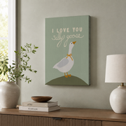 Goose Nursery Wall Art Cute Animal Poster Baby Room Decor Boy Or Girl Home Accent UNFRAMED - Format: Stretched Canvas