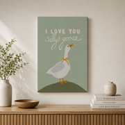 Goose Nursery Wall Art Cute Animal Poster Baby Room Decor Boy Or Girl Home Accent UNFRAMED - Format: Stretched Canvas