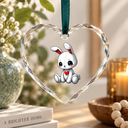 Goth Sad Bunny Alt Pastel Kawaii Creepy Doll Glass Ornament - Material: Heart Glass Ornament
