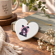 Goth Yami Kawaii Bunny Pastel Emo Creepy Graphic Glass Ornament - Material: Heart Ceramic Ornament