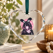 Goth Yami Kawaii Bunny Pastel Emo Creepy Graphic Glass Ornament - Material: Heart Glass Ornament