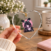 Goth Yami Kawaii Bunny Pastel Emo Creepy Graphic Glass Ornament - Material: Heart Glass Ornament