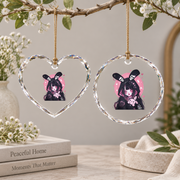 Goth Yami Kawaii Bunny Pastel Emo Creepy Graphic Glass Ornament - Material: Heart Glass Ornament