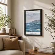 Grace Upon Grace Christian Wall Art Granddaughter Bible Verse Blue Coastal Poster Dorm Room Decor - Format: Black Framed Poster
