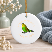 Green Conure Parrot Lover Cute Bird Glass Ornament - Material: Circle Ceramic Ornament