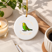 Green Conure Parrot Lover Cute Bird Glass Ornament - Material: Circle Ceramic Ornament