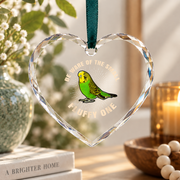 Green Conure Parrot Lover Cute Bird Glass Ornament - Material: Heart Glass Ornament