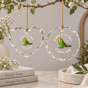 Green Conure Parrot Lover Cute Bird Glass Ornament - Material: Heart Glass Ornament