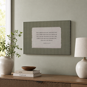 Green Gingham Christian Wall Art, The Blessing Rustic Scripture Poster - Format: Stretched Canvas