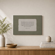 Green Gingham Christian Wall Art, The Blessing Rustic Scripture Poster - Format: Stretched Canvas