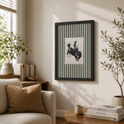 Green Striped Rodeo Wall Art Trendy Western Cowboy Poster Retro Mid-Century Modern Horse - Format: Black Framed Poster