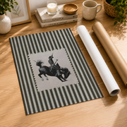 Green Striped Rodeo Wall Art Trendy Western Cowboy Poster Retro Mid-Century Modern Horse - Format: Rolled Canvas