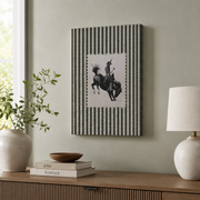 Green Striped Rodeo Wall Art Trendy Western Cowboy Poster Retro Mid-Century Modern Horse - Format: Stretched Canvas
