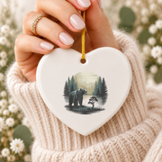 Grizzly Bear Nature Outdoor Camping Ceramic Ornament - Material: Heart Ceramic Ornament