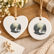 Grizzly Bear Nature Outdoor Camping Ceramic Ornament - Material: Heart Ceramic Ornament