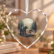 Grizzly Bear Nature Outdoor Camping Ceramic Ornament - Material: Heart Glass Ornament