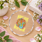 Groovy 60s 70s Hippie Peace Art Glass Ornament - Material: Circle Glass Ornament