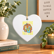 Groovy 60s 70s Hippie Peace Art Glass Ornament - Material: Heart Ceramic Ornament