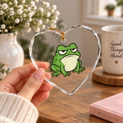 Grumpy Frog Toad Animal Lover Gift Glass Ornament - Material: Heart Glass Ornament