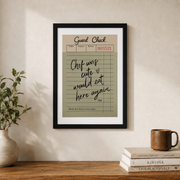 Guest Check Wall Art Chef Was Cute Retro Kitchen Poster Green Dining Room Decor Would Eat Here Again Unframed - Format: Black Framed Poster