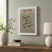 Guest Check Wall Art Chef Was Cute Retro Kitchen Poster Green Dining Room Decor Would Eat Here Again Unframed - Format: Stretched Canvas