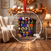 Halloween ABC Teacher Ornament with Classroom Design Glass Ornament - Material: Circle Glass Ornament