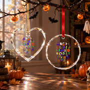 Halloween ABC Teacher Ornament with Classroom Design Glass Ornament - Material: Circle Glass Ornament