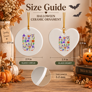 Halloween ABC Teacher Ornament with Classroom Design Glass Ornament - Material: Heart Ceramic Ornament