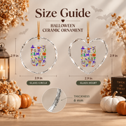 Halloween ABC Teacher Ornament with Classroom Design Glass Ornament - Material: Heart Glass Ornament