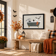 Halloween Bathroom Sign Print Spooky Wall Art Seasonal Bathroom Decor Poster - Format: Black Framed Poster